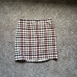 Ann Taylor Plaid Pencil Skirt - Red, Black, Cream